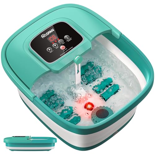 HOSPAN Collapsible Foot Spa with Heat, Bubble, Red Light, and Temperature Control, Foot Bath Massager with 8 Shiatsu Massage Rollers, Pedicure Foot Spa for Relaxation - FS01A