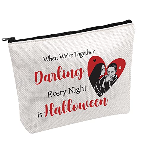 FOTAP Morticia and Gomez Gift Musical Inspired Makeup Bag Addams Merch Makeup Bag Goth Dark Horror Lovers Gifts Couple Gift (Together Darling)