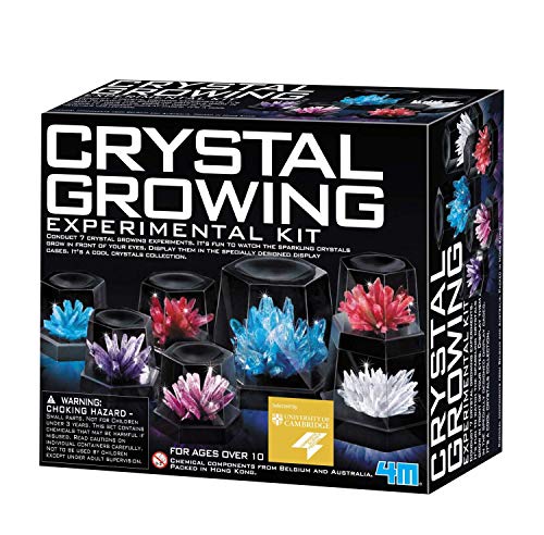 4M 7 Crystal Growing Science Experimental Kit with Display Cases - Easy DIY STEM Toy Lab Experiment Specimens, Educational Gift for Kids, Teens, Boys & Girls