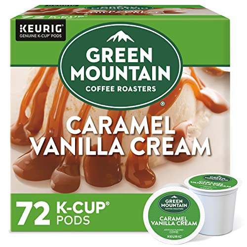 Green Mountain Coffee Roasters Caramel Vanilla Cream Keurig Single-Serve K-Cup pods, Light Roast Coffee, 72 Count (6 Packs of 12)