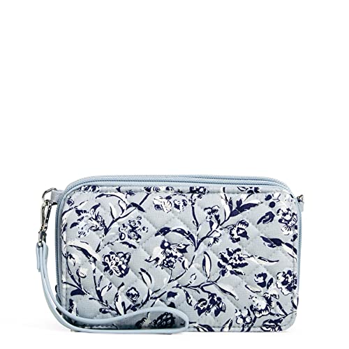 Vera Bradley Women's Cotton All in One Crossbody Purse With RFID Protection, Perennials Gray - Recycled Cotton, One Size
