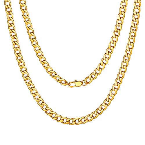 Man Cuban Link Chain Necklace 5MM 18 inch Jewelry Finding Chain for Pendant Dad Gold Chain