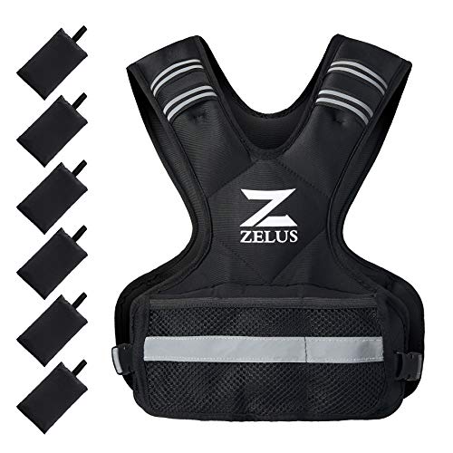 ZELUS Weighted Vest for Men and Women | 4-10lb/11-20lb/20-32lb Vest with 6 Ironsand Weights for Home Workouts | Adjustable Body Weight Vest Exercise Set for Cardio and Strength Training (4-10 lb.)