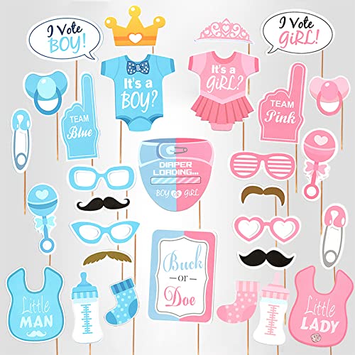 Baby Photo Booth Props Gender Reveal Party Boy or Girl Shower Birthday Party