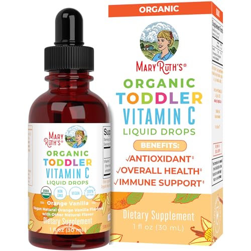 MaryRuth Organics Toddler Vitamin C Drops | USDA Organic Vitamin C Liquid Drops for Toddler | Ages 1-3 Years | Vitamin for Immune Support & Overall Health | Vegan | Non-GMO | Gluten Free | 30 Servings