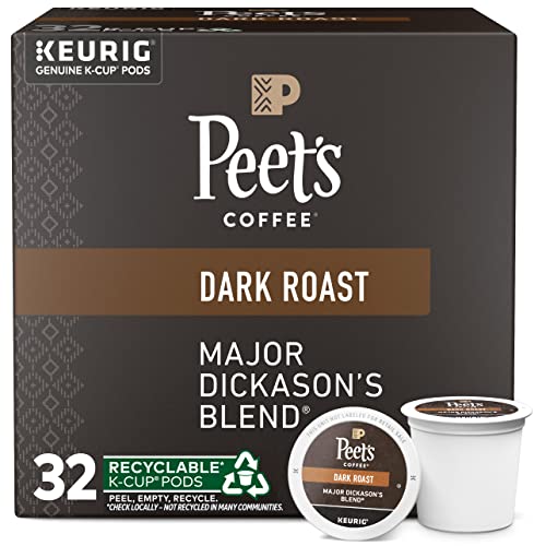 Peet's Coffee, Dark Roast K-Cup Pods for Keurig Brewers - Major Dickason's Blend 32 Count (1 Box of 32 K-Cup Pods)