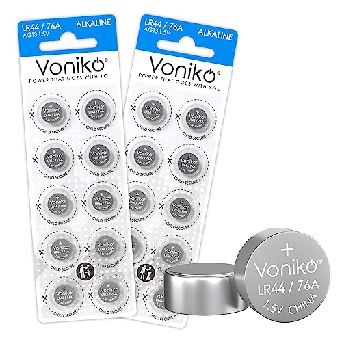 Voniko AG13 LR44 Batteries 20 Pack—[Ultra Power] Premium Alkaline 1.5 Volt LR44 Button Cell Battery for Toys & Electronic Devices