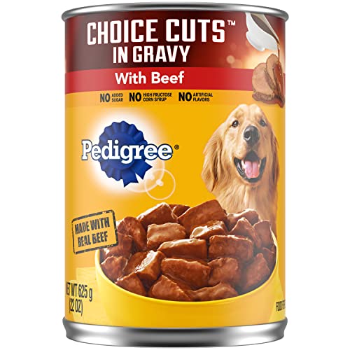 PEDIGREE CHOICE CUTS IN GRAVY Adult Canned Soft Wet Dog Food with Beef, 22 oz. Cans (Pack of 12)