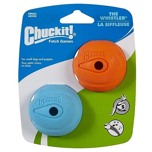 Chuckit The Whistler Ball Dog Toy, Small (2 Inch Diameter) for Dogs 0-20 lbs, Pack of 2