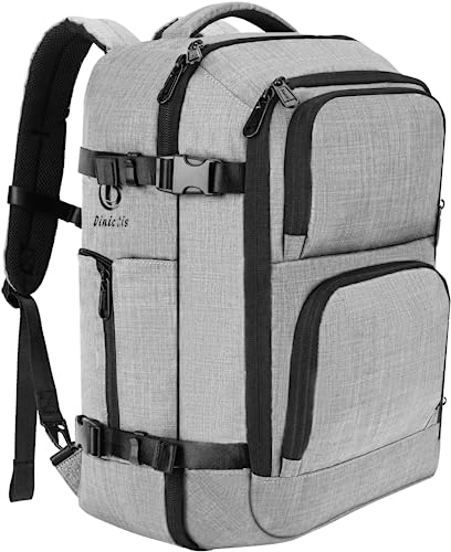 Dinictis 40L Travel Backpack for Men Women, Carry on Flight Approved Backpack for 17 Inch Laptop, Water Resistant Suitcase Backpack for Business Trip Weekender Overnight- Grey