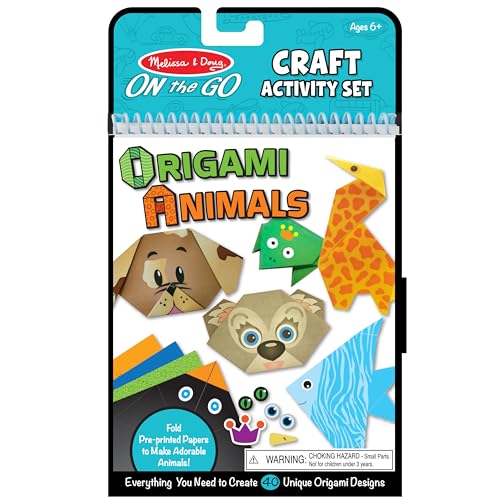 Melissa & Doug On the Go Origami Animals Craft Activity Set - 38 Stickers, 40 Origami Papers - Travel Activity, Arts And Crafts, kids for Ages 5+