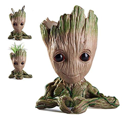 Baby Groot Flowerpot Tree Man Planter Flower Pot with Drainage Hole Pencil Pen Holder,Diligencer Office Party Ornament Christmas Birthday Gift Planter 6