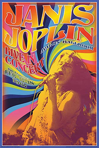 buyartforless Janis Joplin Live in Concert Avalon Ballroom San Francisco Feb 17-18 1967 36x24 Music Art Print Poster, Multicolor, (AQ 241346)