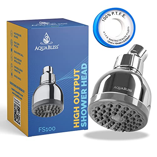AquaBliss TurboSpa 3 Inch High Pressure Shower Head w/Flow Restrictor Melts Stress into Bliss at Full Power. 42 Nozzle Wide Spray High Flow Showerhead Drenches You Fast, No Dry Spots Guaranteed