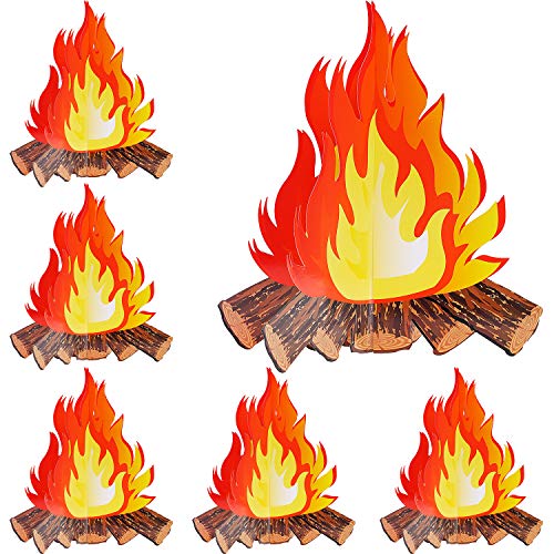12 Inch Tall Artificial Fire Fake Flame Paper 3D Decorative Cardboard Campfire Centerpiece Flame Torch for Campfire Party Decorations (6)