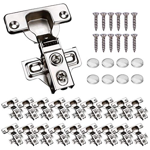 KONIGEEHRE 20 Pack Soft Close Cabinet Door Hinges for 1/2' Partial Overlay Cupboard, 100 Degree Opening Angel, Stainless Concealed Kitchen Cabinet Hinges with Mounting Screws and Manual