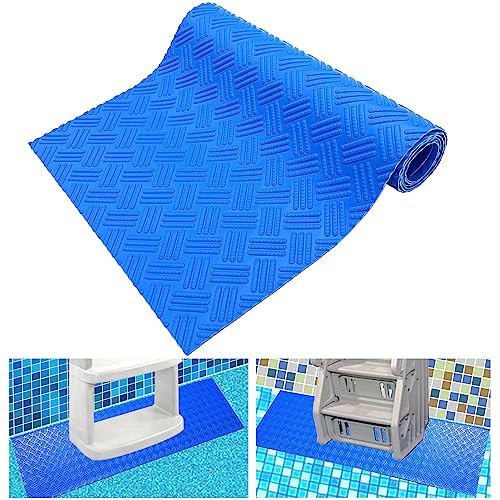 SKARUMMER Swimming Pool Ladder Mat - Protective Pool Ladder Pad Step Mat with Non-Slip Texture, Blue Medium Pool Step Mat, Pool Liner Protection Mat 36 inch X 9 inch