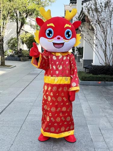 Dragon Year God of wealth doll costume (Red God of wealth with small smile)