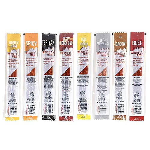 Wenzel’s Farm Variety Pack Meat Sticks │Snack Sticks │ Flavorful, Naturally Smoked │ High Protein, Low Carb │ No MSG, Fillers, Binders, Artificial Colors │ Gluten Free | 16 sticks (8 packs of 2) | Original Variety Pack