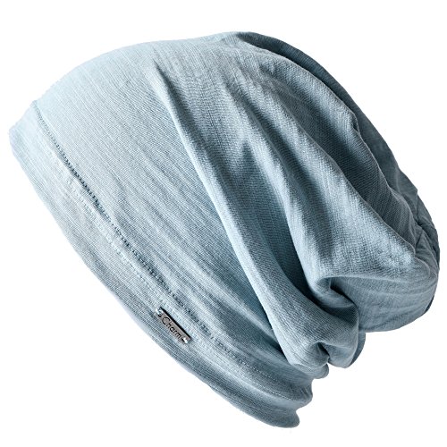 CHARM Summer Beanie for Men & Women - Slouchy Lightweight Chemo Cotton Hipster Fashion Knit Hat Light Blue