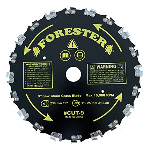 FORESTER 9” Chainsaw Brush Cutter Blade – 20 Tooth Circular Trimmer Saw Blade - for Trimming Trees, Clearing Underbrush, Cutting String, Weeds and Bush