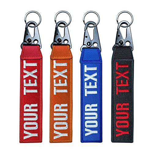 kamao Personalized Keychain, Custom Key Tag Embroidery Luggage Tags , Suitcases Keychains for Backpacks, Black, Red, Blue, Yellow, Orange, 18x3cm