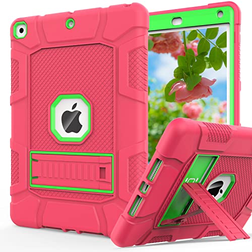 Rantice iPad 9th Generation Case, iPad 8th Generation Case, iPad 7th Generation Case, Hybrid Shockproof Rugged Drop Protection Cover with Kickstand for iPad 10.2'' 2021/2020/2019 Released(Pink+Green)