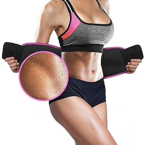Perfotek Waist Trainer for Women Lower Belly - Waist Trimmer Belt Sauna Tummy Toner Low Back and Lumbar Support with Sauna Suit Effect (Large Pink)
