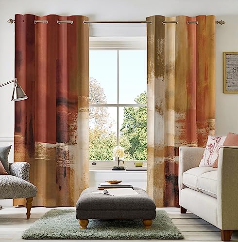 Asuexpect Burnt Orange Curtains 2 Panels Abstract Rust Curtain Room Darkening Grommet Window Treatments Modern Decorative for Bedroom Living Room, 52x84 Inches