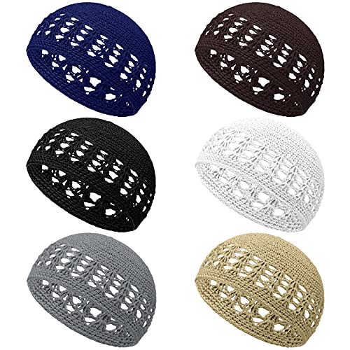 6 Pieces Knit Kufi Hats Crochet Beanie Skull Caps Solid Colors Knit Cap Stretchy Knitted Crochet Hats for Men Women Teens Supplies