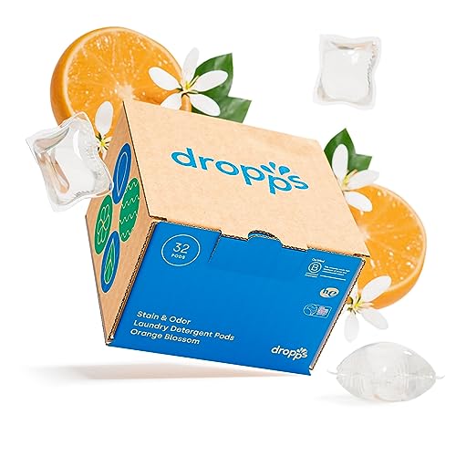 Dropps Stain & Odor Laundry Detergent Pods: Orange Blossom | 32 Count | HE Compatible + All Washers | Cold Wash + All Temperatures | Tackles Tough Odors | Low Waste Packaging