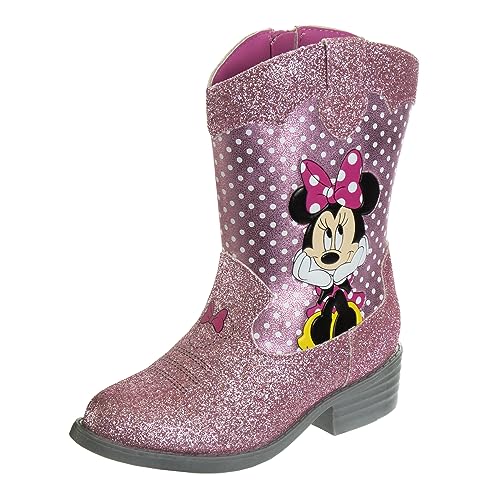 Disney Minnie Mouse Cowgirl Western Boots - Minnie cowboy boot - Pink Glitter (size 6 Toddler)
