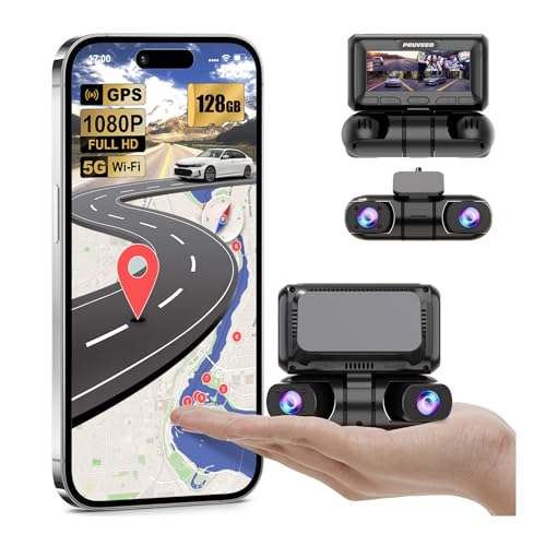 PRUVEEO Dash Cam, 4 Channel Front and Rear Inside Left Right, Built-in GPS WiFi, Parking Mode Monitoring, Free 128GB Card, P2