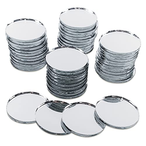 Super Z Outlet Mini 1 Inch Small Round Glass Mirror Circles for Arts & Crafts Projects, Traveling, Framing, Decoration (50 Pieces)