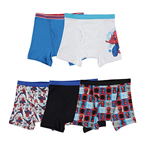 Spiderman Boys' Little Multipacks with Multiple Print Choices Available in Sizes 4, 6, 8, 10, and 12, 5-Pack 100% Cotton Boxer Brief_Classic