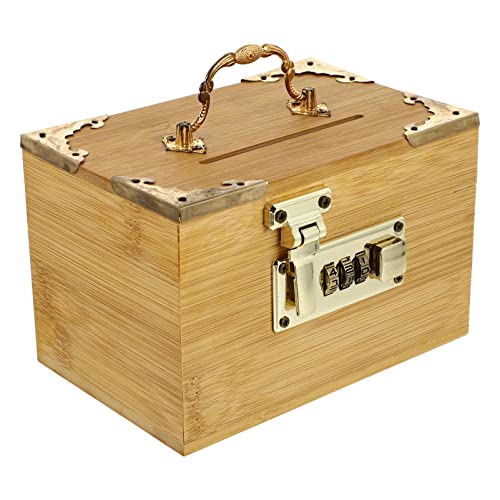 1pc Box Treasure Chest with Lock Wood Treasure Chest Piggy Coin Bank Pirate Decor Infant Kids Money Bank Retro Piggy Bank Gifts for Kids Piggy Bank Packing Box Wooden Animal Baby