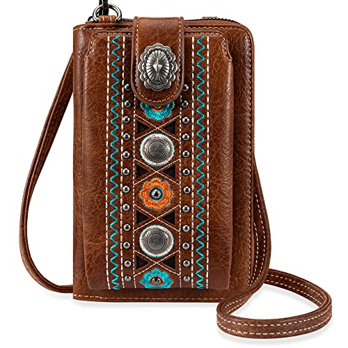 Montana West Crossbody Cell Phone Purse For Women Western Style Cellphone Wallet Bag Travel Size With Strap PHD-114BR