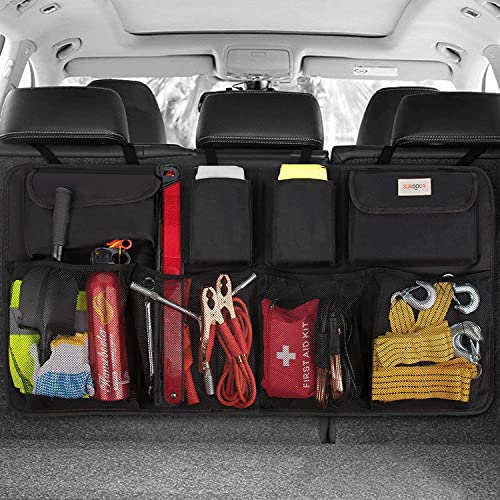 SURDOCA Oversized Trunk Organizer for Car, 3rd Gen Upgraded Car Trunk Organizer SUV with 4 Non-slip Strips, Hanging Car Storage Organizer with 8 Large Pockets, Car Accessories Interior–(43.3x18.9 in)