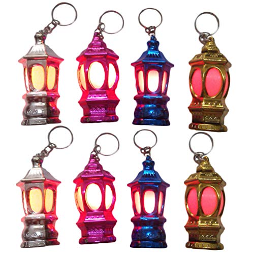 Uonlytech 40pcs Portable Mini LED Keychain Colorful Lantern Design Key Chain Keyring Light Lamp Islam Eid Gift for Bag Handbag Purse