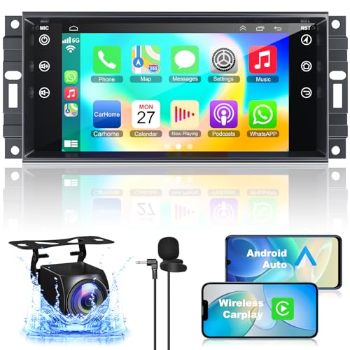 Android 12 Car Radio for Jeep Wrangler JK Compass Grand Cherokee Dodge Ram Chrylser,7 Inch Touchscreen 2G+32G Car Stereo Support Wireless Carplay/Android Auto/GPS/Bluetooth/Back-up Camera/SWC/FM