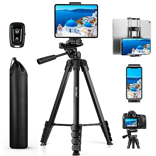 67' Phone Tripod, MACTREM Tripod Stand for iPad iPhone Tablet Camera with 2 in 1 Mount & Wireless Remote, Aluminum Extendable iPhone Tripod for Video Recording/Selfies/Live Stream/Vlogging