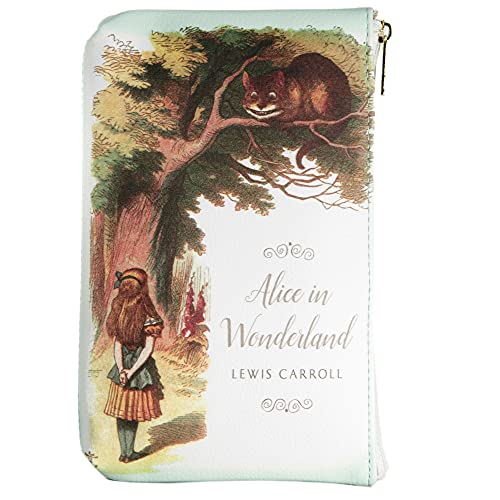 Well Read Alice in Wonderland Book Themed Clutch Purse for Book Lovers - Ideal Literary Gifts for Book Club, Readers, Authors & Bookworms - Clutch Wallet for Women