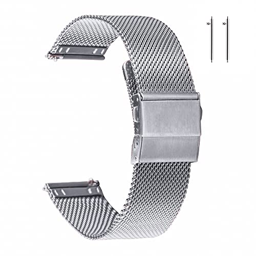 EACHE Stainless Steel Mesh Watch Band 22mm for Men Quick Release Adjustable Mesh Watch Straps Silver