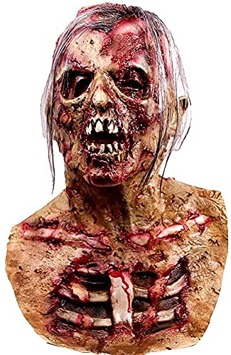 MOLEZU Scary Walking Dead Zombie Head Mask Latex Creepy Halloween Costume Horror Bloody Adult Halloween Decoration Props