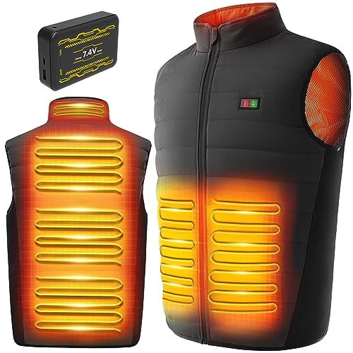 LABCOOL Heated Vest for Men Women with 25000mAh Power Pack Included, 7.4V Electric Body Warmer, Rechargeable Warm Vest