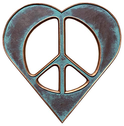 Heart/Peace Sign Wall Decor Art - 12' Rustic Hippie Love Plaque