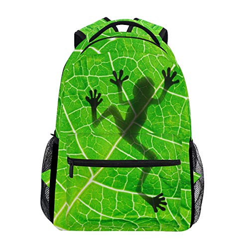 ZZKKO Animal Frog Tree Leaf Boys Girls School Computer Backpacks Book Bag Travel Hiking Camping Daypack