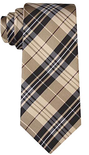 Scottish Tartan Plaid Ties for Men - Woven Necktie - Khaki and Black