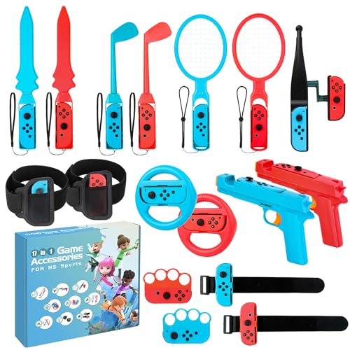 JoyHood Switch Sports Accessories Bundle Compatible with Switch/Switch OLED, 17-in-1 Family Sports Games Accessories Kit for Joy-Con Controller, Switch Sports Accessories for Kids & Adults