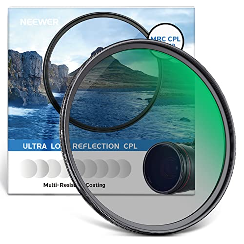 NEEWER 77mm Polarizing Filter 30 Layer Multi Resistant Nano Coatings Circular Polarising Filter(CPL) Reduce Glare/Enhance Contrast/Ultra Slim/Reduces Reflection/HD Optical Glass Polarizer Filter